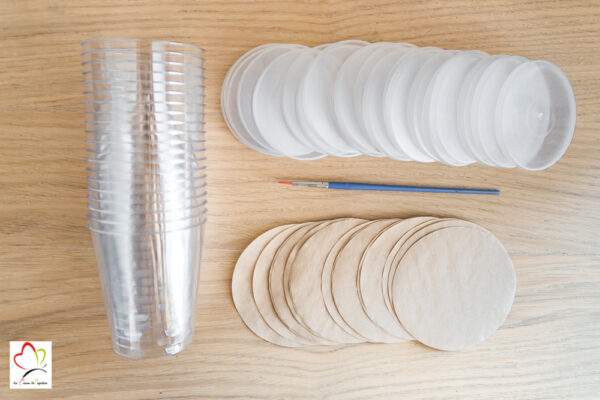 verrine + couvercle + papier + pinceau